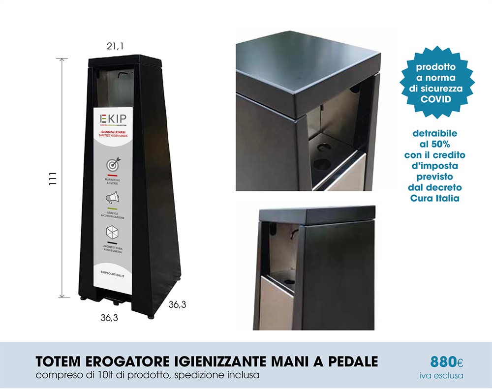 totem igienizzante a pedale